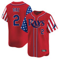 T.Bay Rays #2 Yandy Diaz Player Red 2025 Independence Day Vapor Premier Limited Fdoa Stitched Jerseys