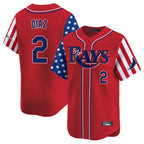 T.Bay Rays #2 Yandy Diaz Player Red 2025 Independence Day Vapor Premier Limited Fdoa Stitched Jerseys