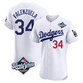 LA.Dodgers #34 Fernando Valenzuela Player White World Series Limited Elite Home Fdoa Stitched Jerseys