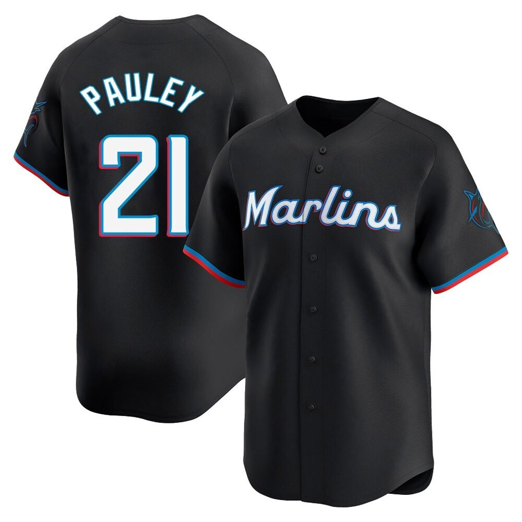 M.Marlins #21 Graham Pauley Player Black  Home Limited Fdoa Stitched Jerseys
