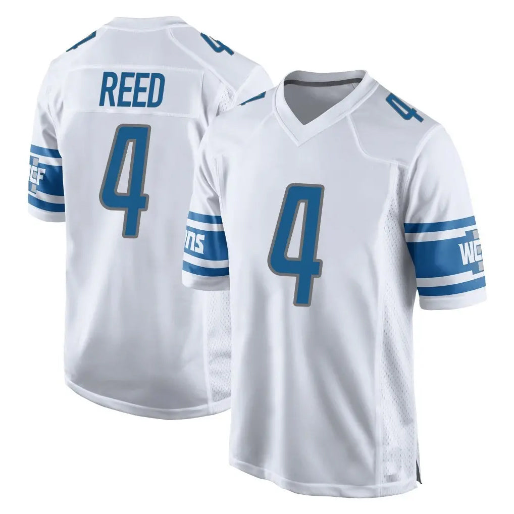 D.Lions #4 D.J. Reed Player White Home Game Gdoa Stitched Jerseys