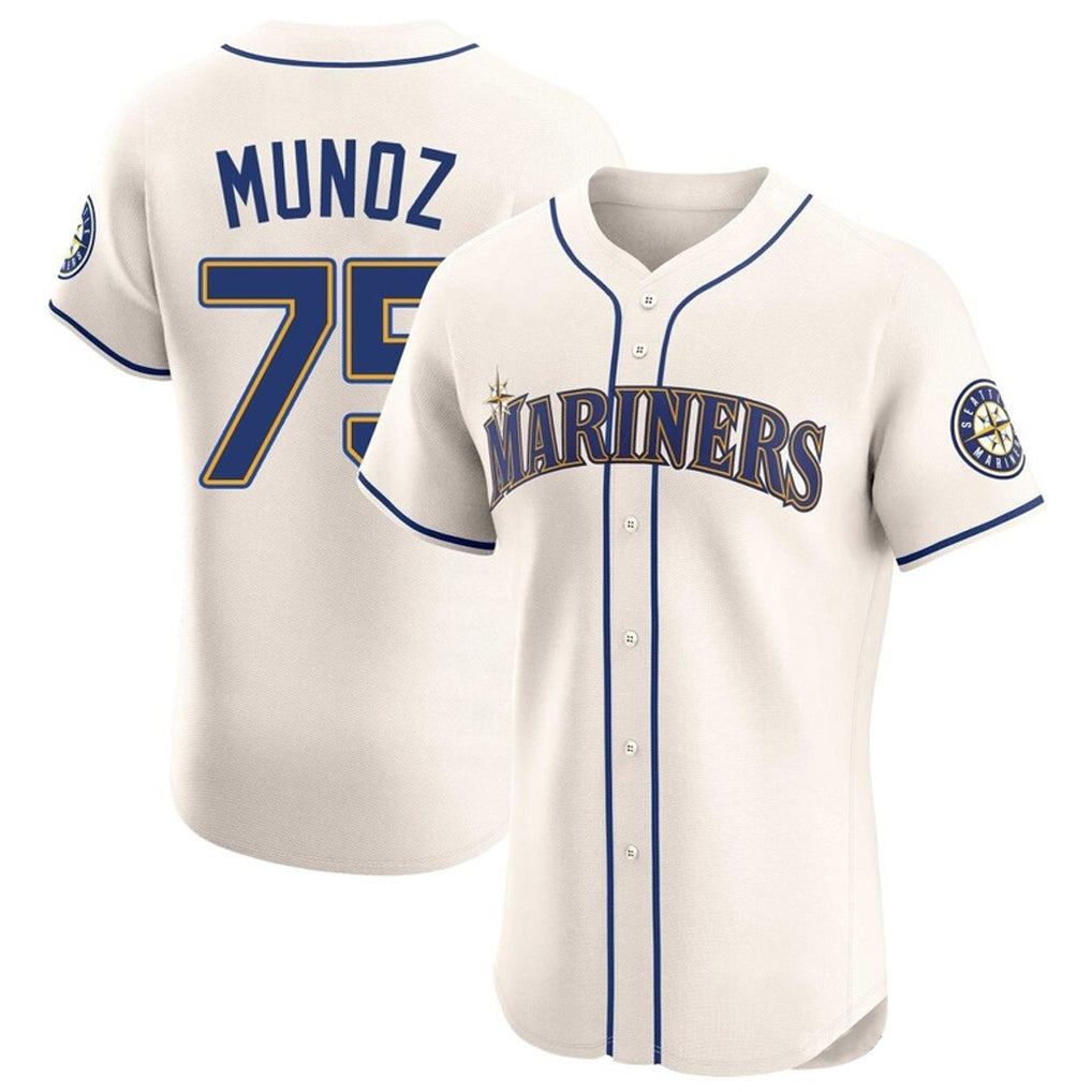 S.Mariners #75 Andres Munoz Player Cream Home Limited Elite Fdoa Stitched Jerseys