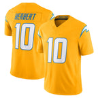 LA.Chargers #10 Justin Herbert Player Gold Limited Vapor F.U.S.E. Home Game Gdoa Stitched Jerseys