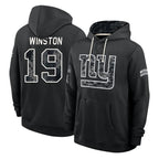 NY.Giants #19 Jameis Winston Player 2026 Black Logo Pullover Hoodies Limited Game Gdoa Stitched Jerseys
