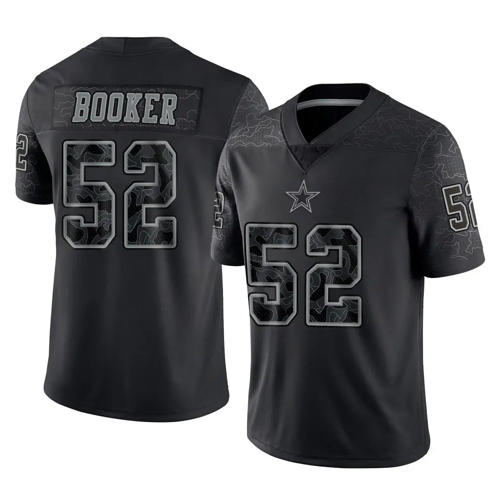 D.Cowboys #52 Tyler Booker Player Black Limited Reflective Home Game Gdoa Stitched Jerseys