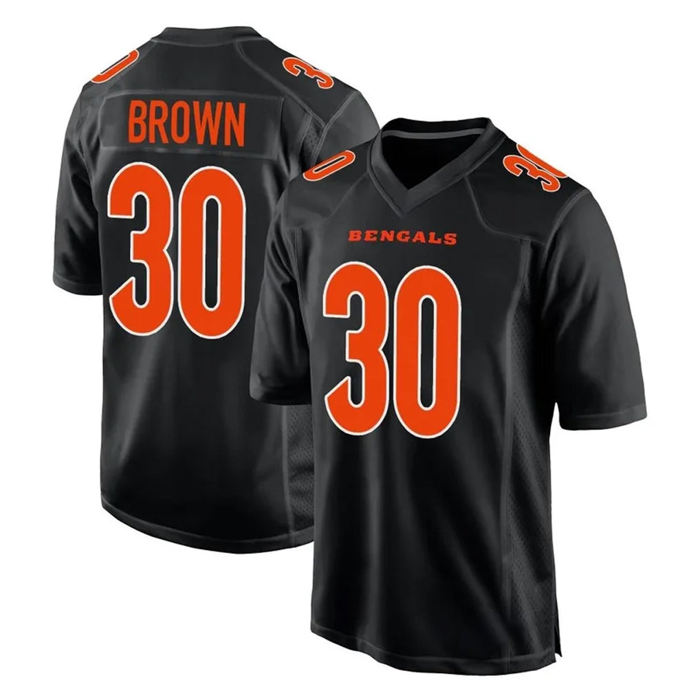 C.Bengals #30 Chase Brown Player Black Fashion Game Gdoa Stitched Jerseys