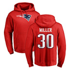 NE.Patriots #30 Jam Miller Player Red LOGO Pullover Hoodies Home Game Gdoa Stitched Jerseys