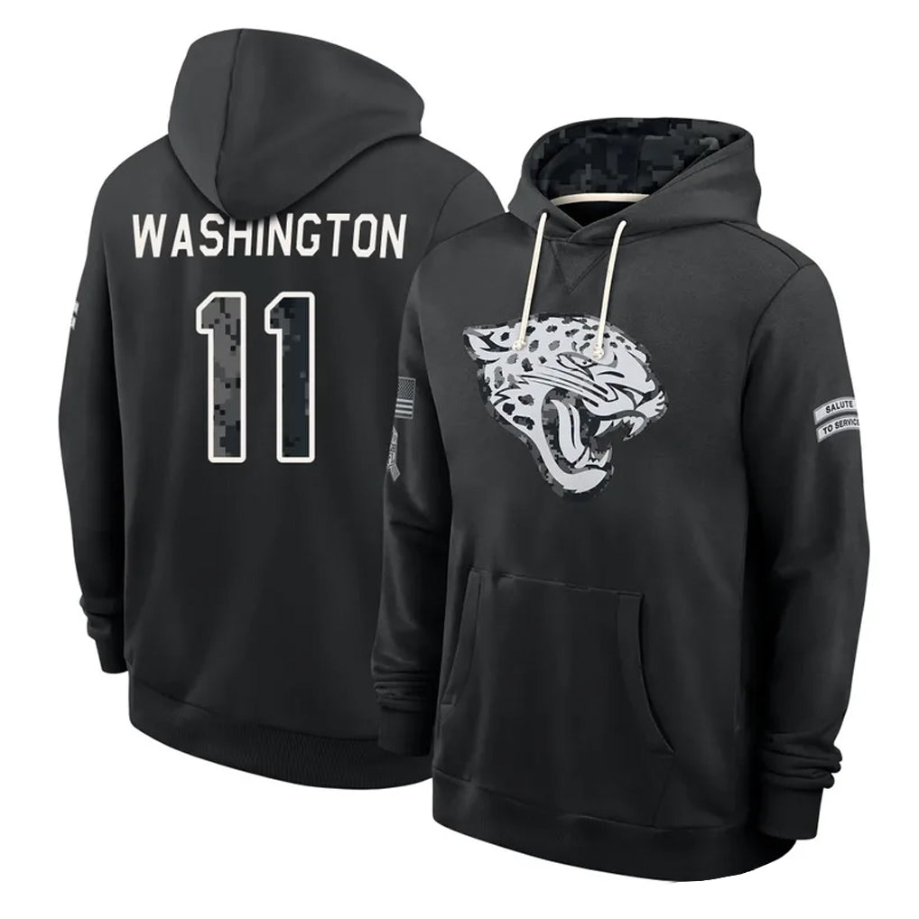 J.Jaguars #11 Parker Washington Player 2026 Black Logo Pullover Hoodies Limited Game Gdoa Stitched Jerseys