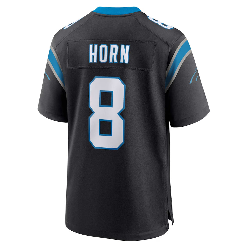 C.Panthers #8 Jaycee Horn Player Black Home Game Gdoa Stitched Jerseys