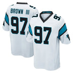 C.Panthers #97 Bobby Brown III Player White Game Gdoa Stitched Jerseys