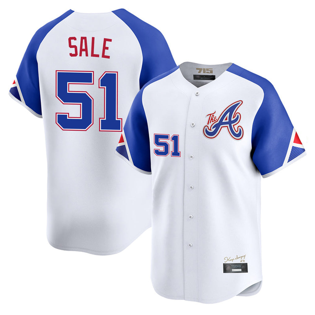 A.Braves #51 Chris Sale Player White City Connect Limited Home Game Gdoa Stitched Jerseys