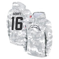 LA.Chargers #16 J.K. Scott Player Arctic Camo Salute to Service Hoodies Limited Game Gdoa Stitched Jerseys