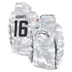 LA.Chargers #16 J.K. Scott Player Arctic Camo Salute to Service Hoodies Limited Game Gdoa Stitched Jerseys