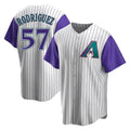 A.Diamondbacks #57 Eduardo Rodriguez Player  Cream Purple Replica Alternate Cooperstown Collection Stitched Jersey