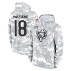 C.Bears #18 Caleb Williams Player Arctic Camo Salute to Service Pullover Hoodies Limited Gdoa Stitched Jerseys
