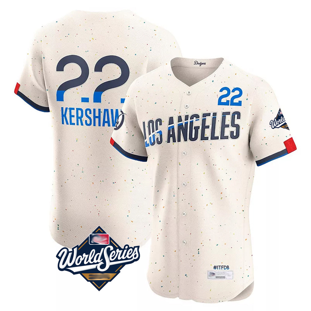 LA.Dodgers #22 Clayton Kershaw Player Cream World Series City Connect Limited Elite Home Fdoa Stitched Jerseys