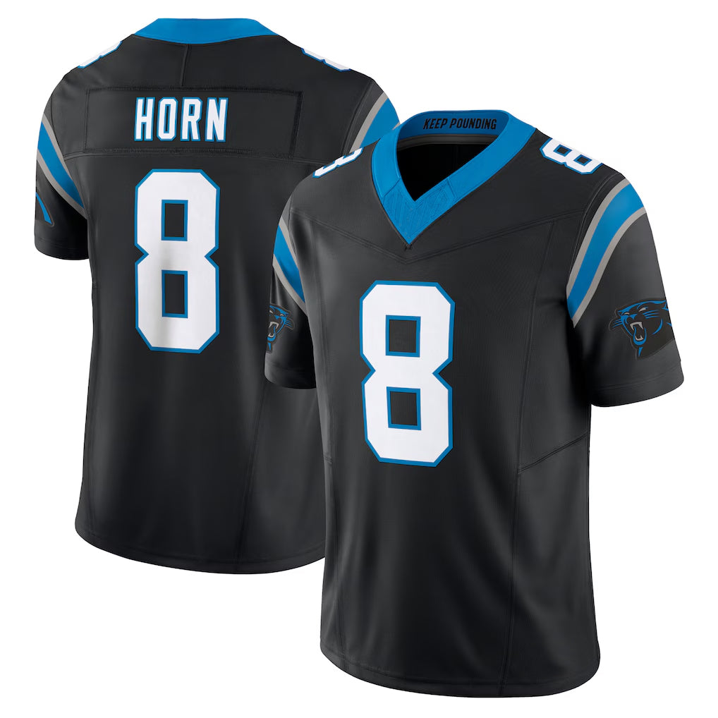 C.Panthers #8 Jaycee Horn Player Black Vapor F.U.S.E. Limited Home Game Gdoa Stitched Jerseys