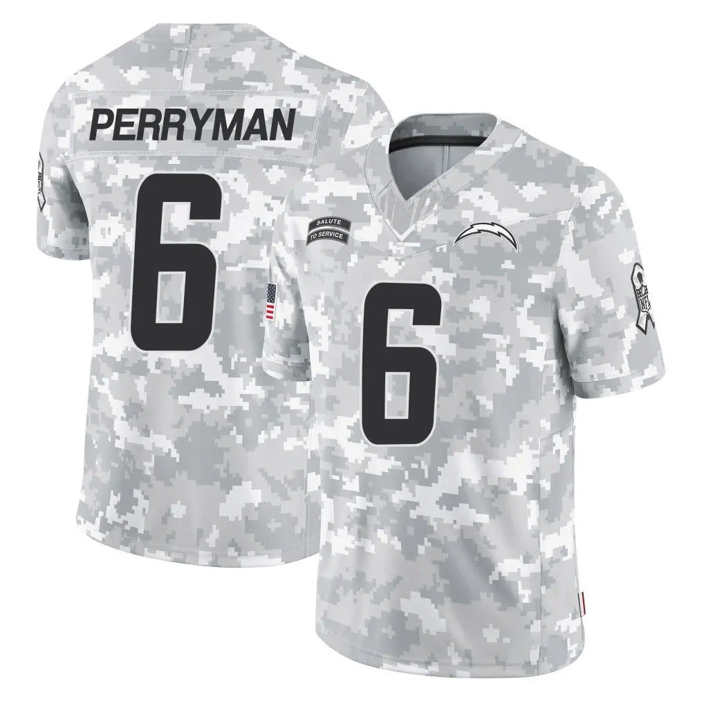 LA.Chargers #6 Denzel Perryman Player Arctic Camo Salute To Service Limited Game Gdoa Stitched Jerseys