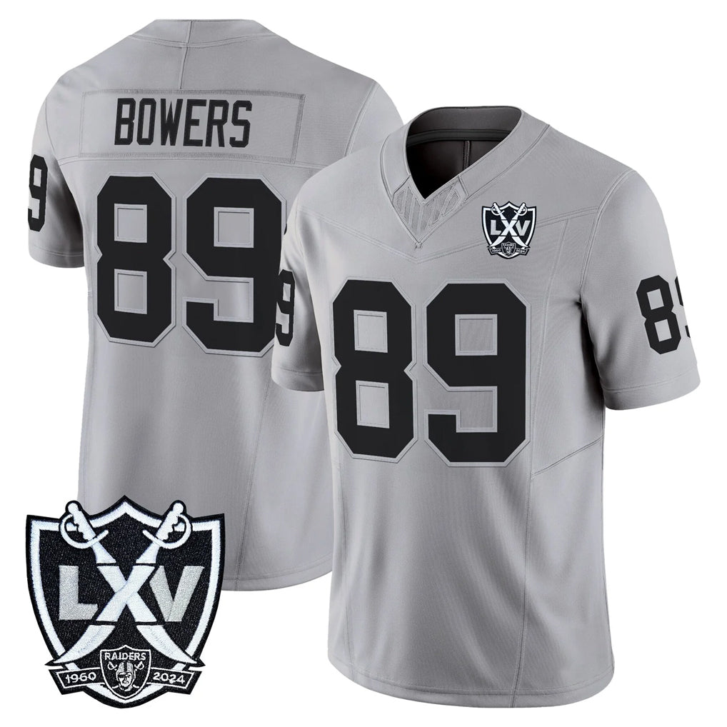 LV.Raiders #89 Brock Bowers Player Gray 2026 Vapor Limited Home Game Gdoa Stitched Jerseys