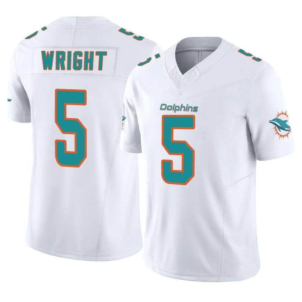 M.Dolphins #5 Jaylen Wright Player White Limited Vapor F.U.S.E. Home Game Gdoa Stitched Jerseys