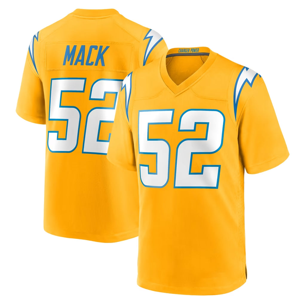LA.Chargers #52 Khalil Mack Player Gold Home Game Gdoa Stitched Jerseys