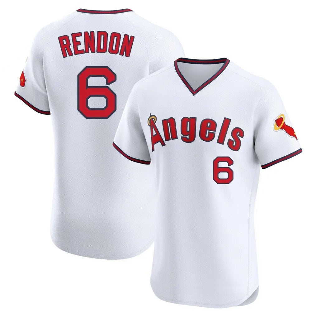 LA.Angels #6 Anthony Rendon Player White T-shirt Home Limited Elite Fdoa Stitched Jerseys