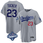 LA.Dodgers #23 Kyle Tucker Player Gray World Series Meet Game Home Fdoa Stitched Jerseys