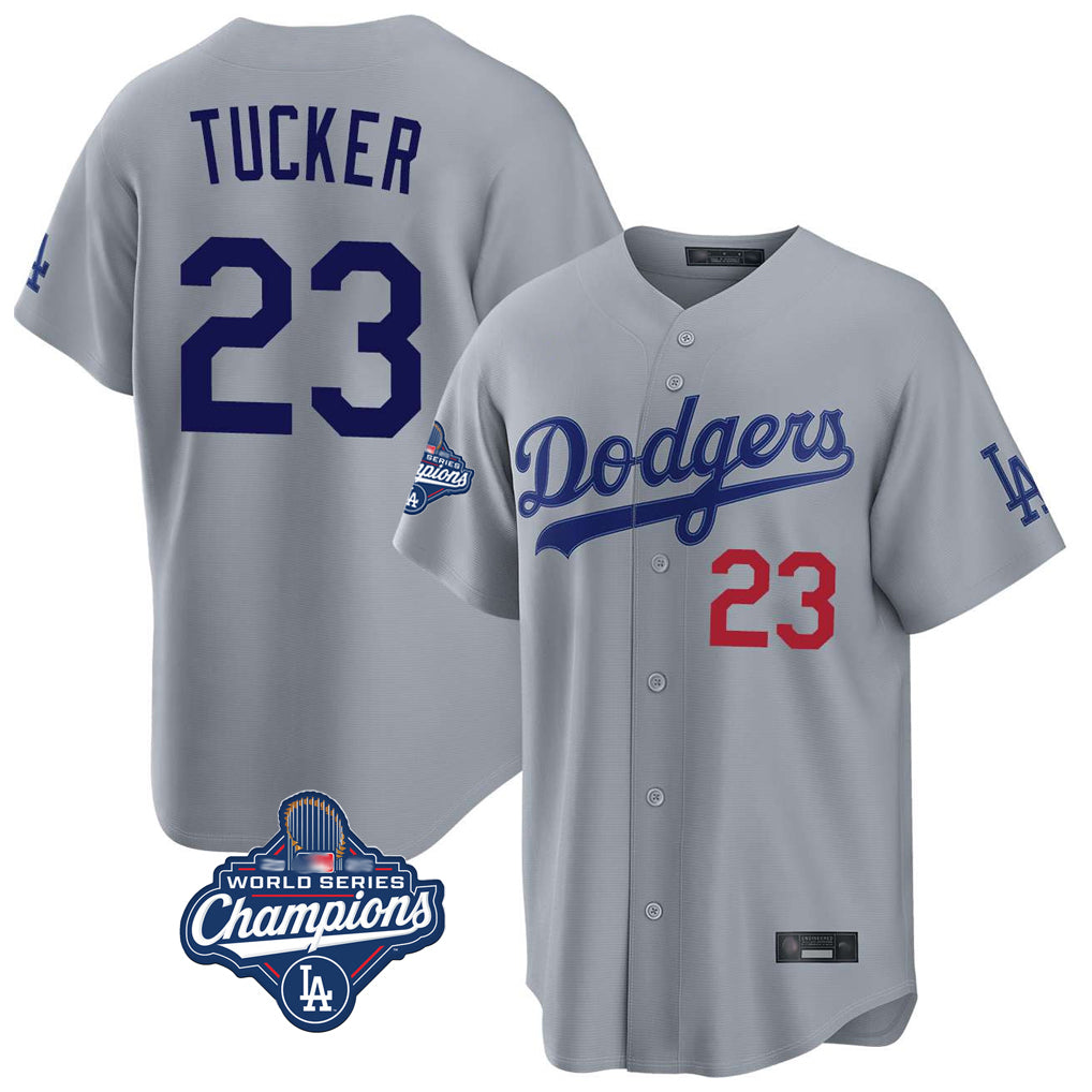 LA.Dodgers #23 Kyle Tucker Player Gray World Series Meet Game Home Fdoa Stitched Jerseys