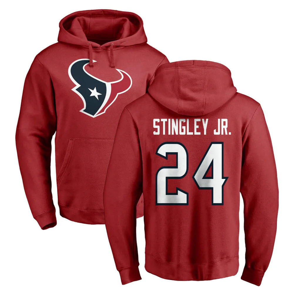 H.Texans #24 Derek Stingley Jr. Player Red Pro Line Pullover Hoodie Limited Game Gdoa Stitched Jerseys