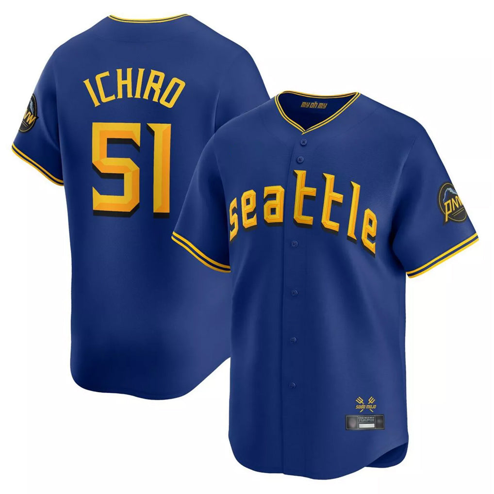 S.Mariners #51 Ichiro Suzuki Player Royal City Connect Home Limited Fdoa Stitched Jerseys