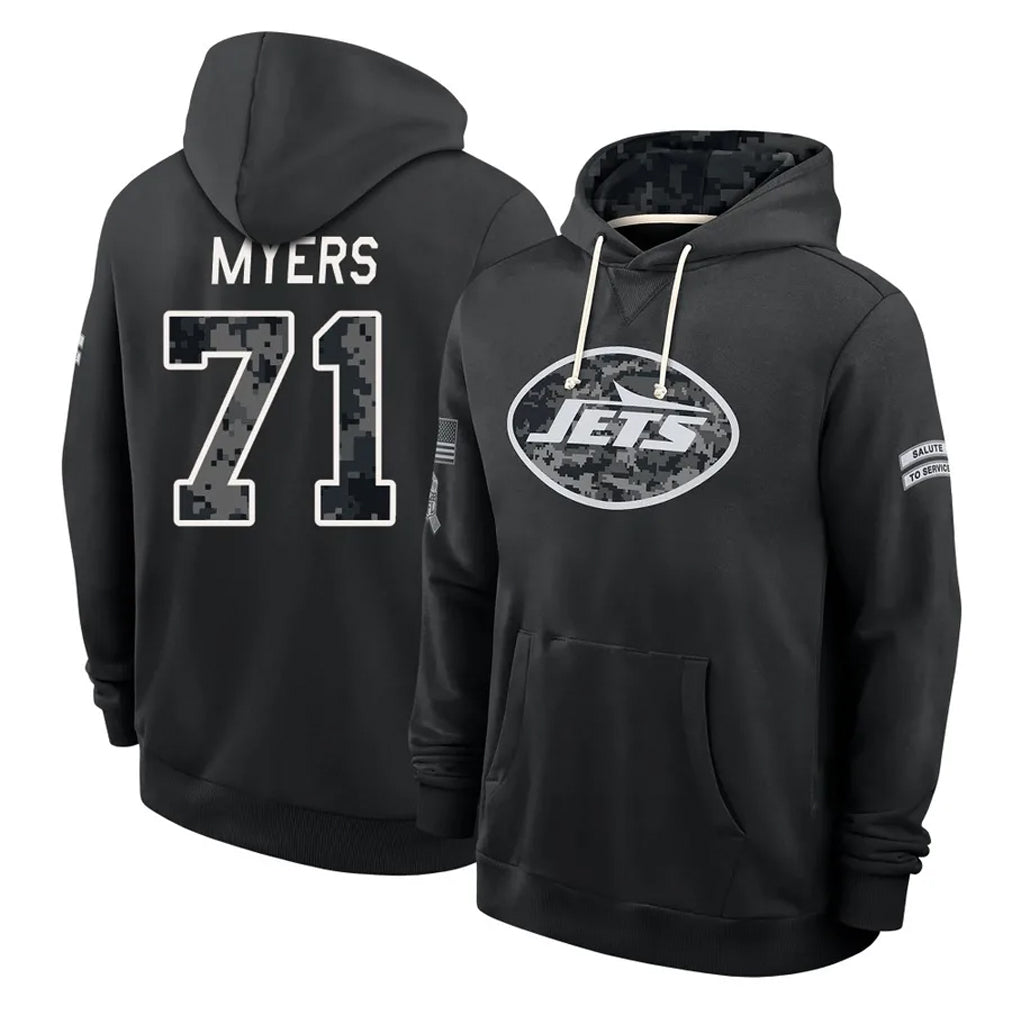 NY.Jets #71 Josh Myers Player 2026 Black Logo Pullover Hoodies Limited Game Gdoa Stitched Jerseys