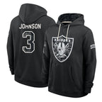 LV.Raiders #3 Taron Johnson Player 2026 Black Logo Pullover Hoodies Limited Game Stitched Jerseys