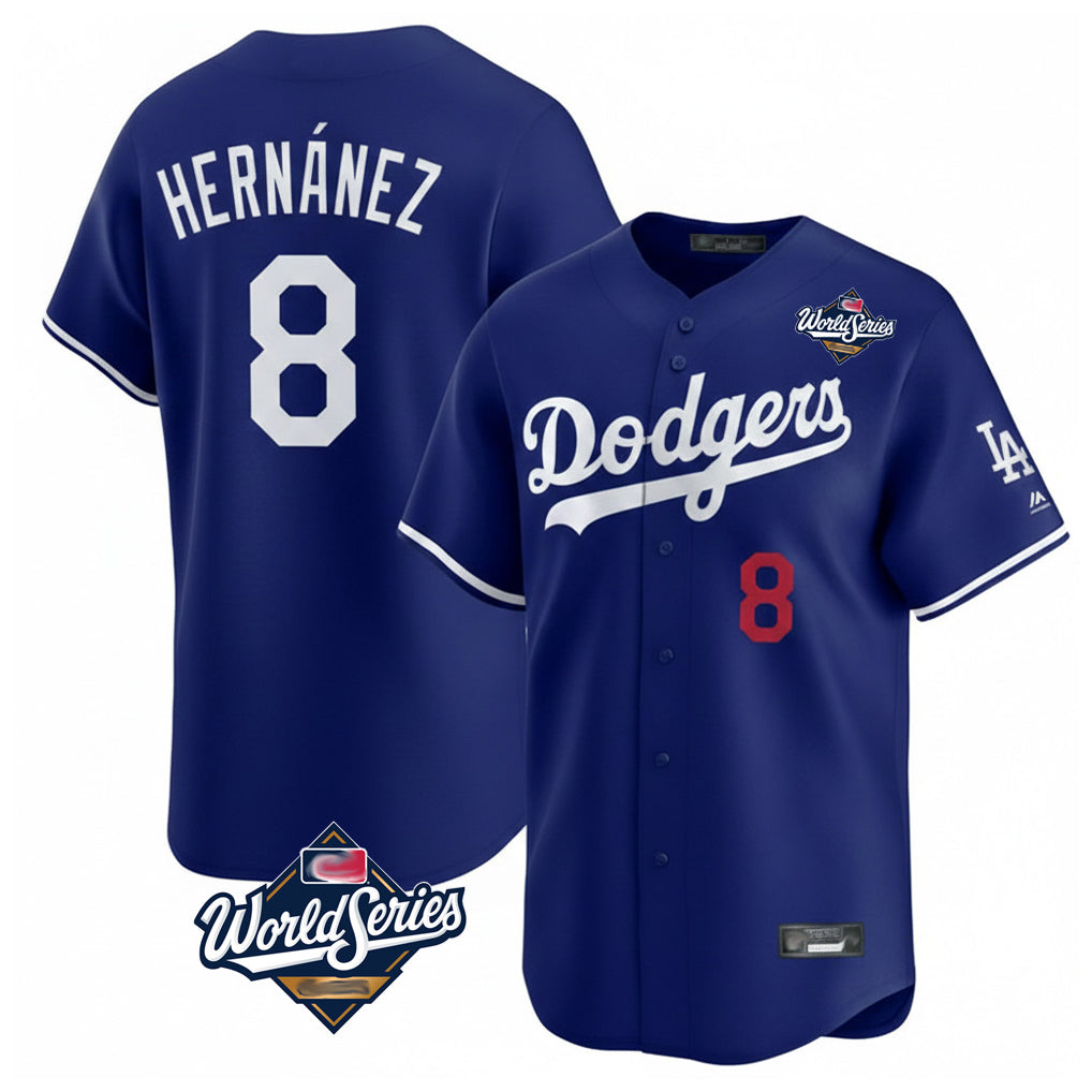 LA.Dodgers #8 Enrique Hern¨¢ndez Player Royal World Series Limited Home Fdoa Stitched Jerseys