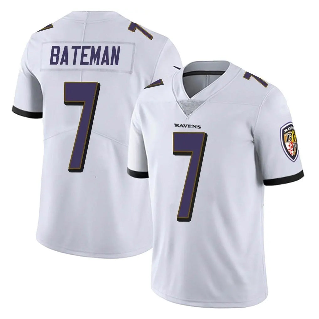 B.Ravens #7 Rashod Bateman Player White Vapor F.U.S.E. Limited Gdoa Stitched Jerseys