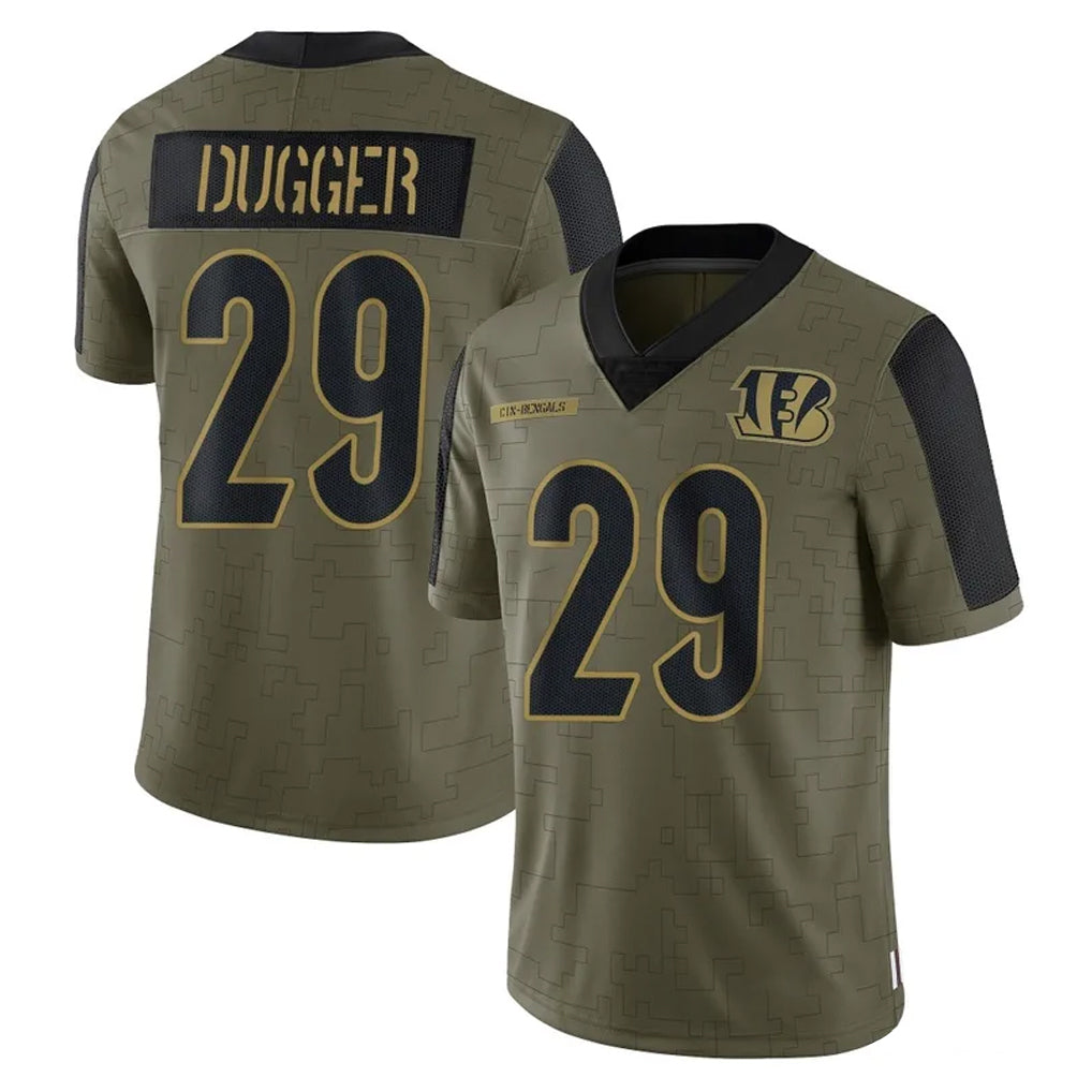 C.Bengals #29 Kyle Dugger Player Olive Salute to Service Game Gdoa Stitched Jerseys