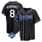 LA.Dodgers #8 Enrique Hern¨¢ndez Player Black World Series Meet Carbon Limited Home Fdoa Stitched Jerseys