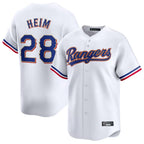 T.Rangers #28 Jonah Heim Player White Gold Collection Limited Fdoa Stitched Jerseys