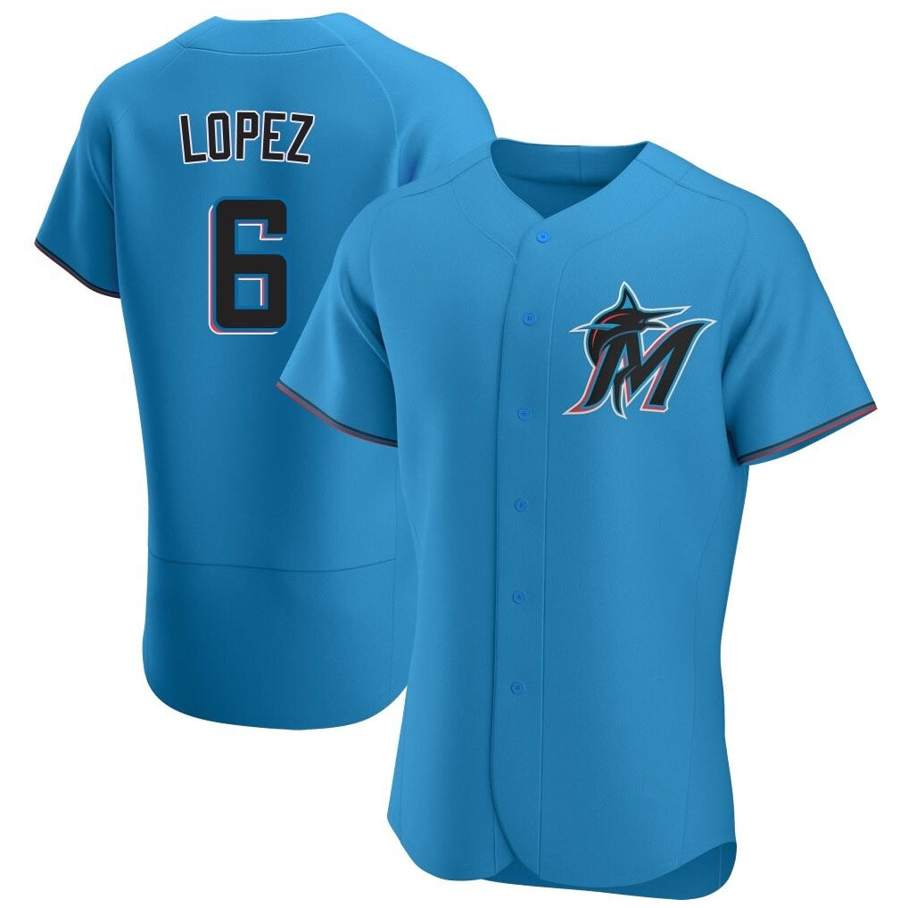 M.Marlins #6 Otto Lopez Player Blue Home Limited Elite Fdoa Stitched Jerseys