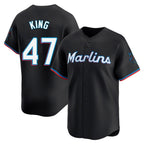 M.Marlins #47 John King Player Black  Home Limited Fdoa Stitched Jerseys