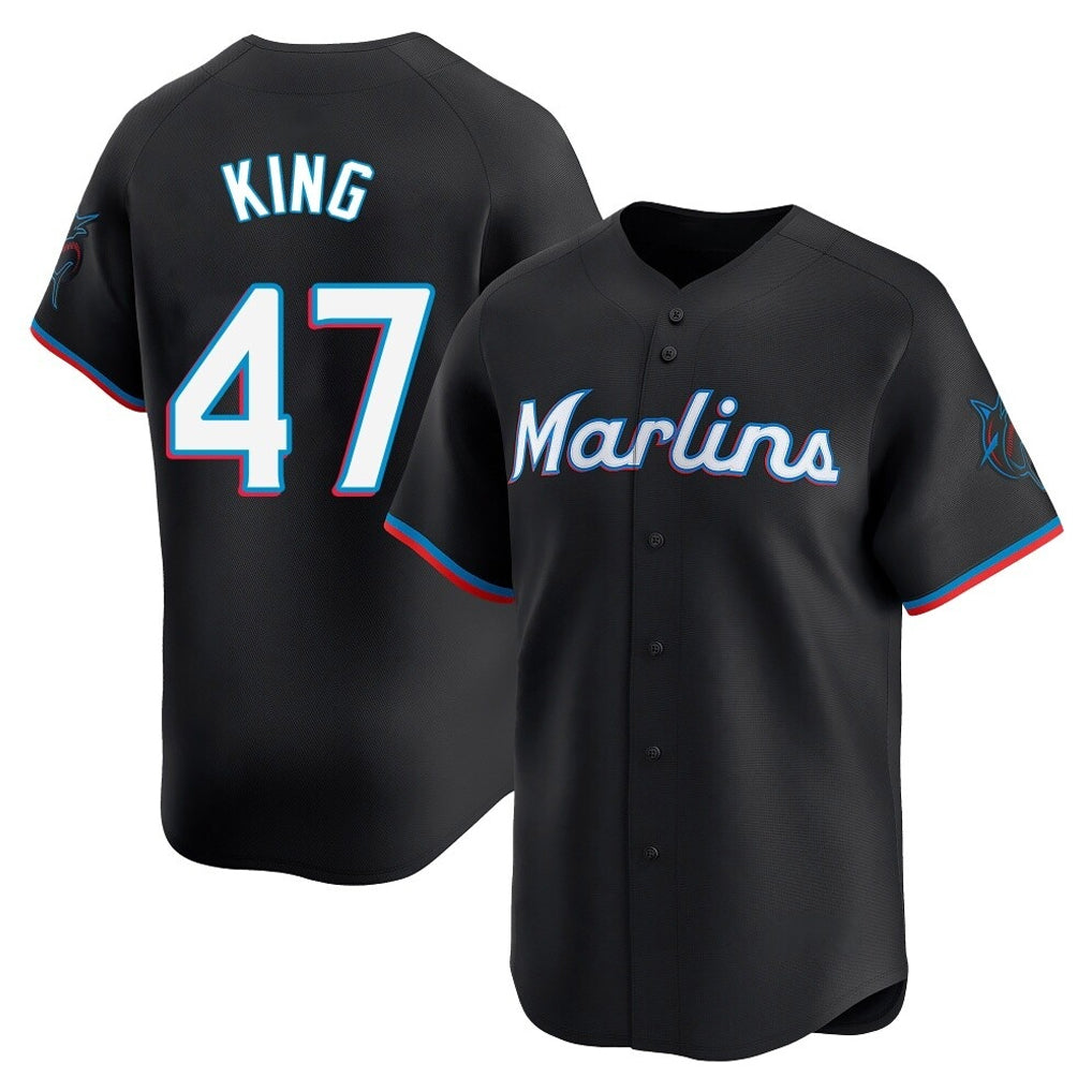 M.Marlins #47 John King Player Black  Home Limited Fdoa Stitched Jerseys