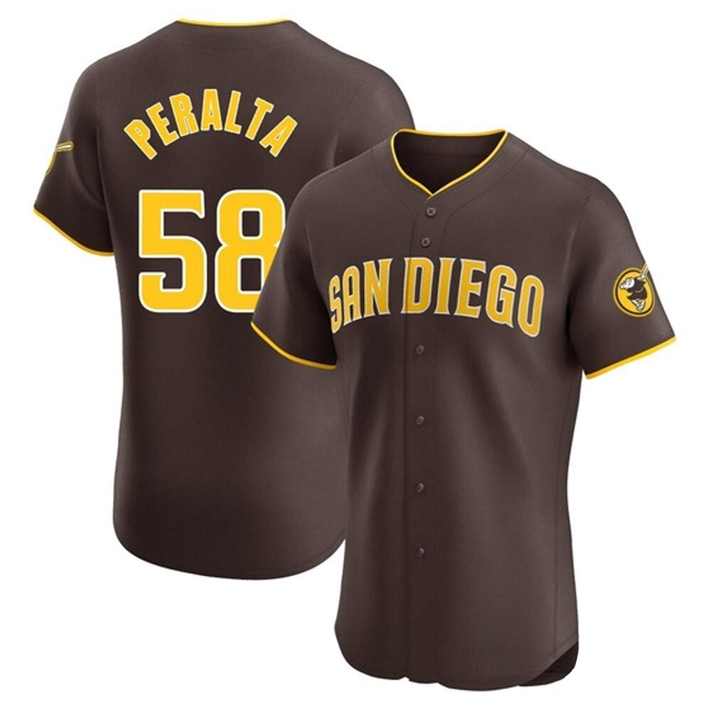S.Diego Padres #58 Wandy Peralta Player Brown Home Limited Elite Fdoa Stitched Jerseys