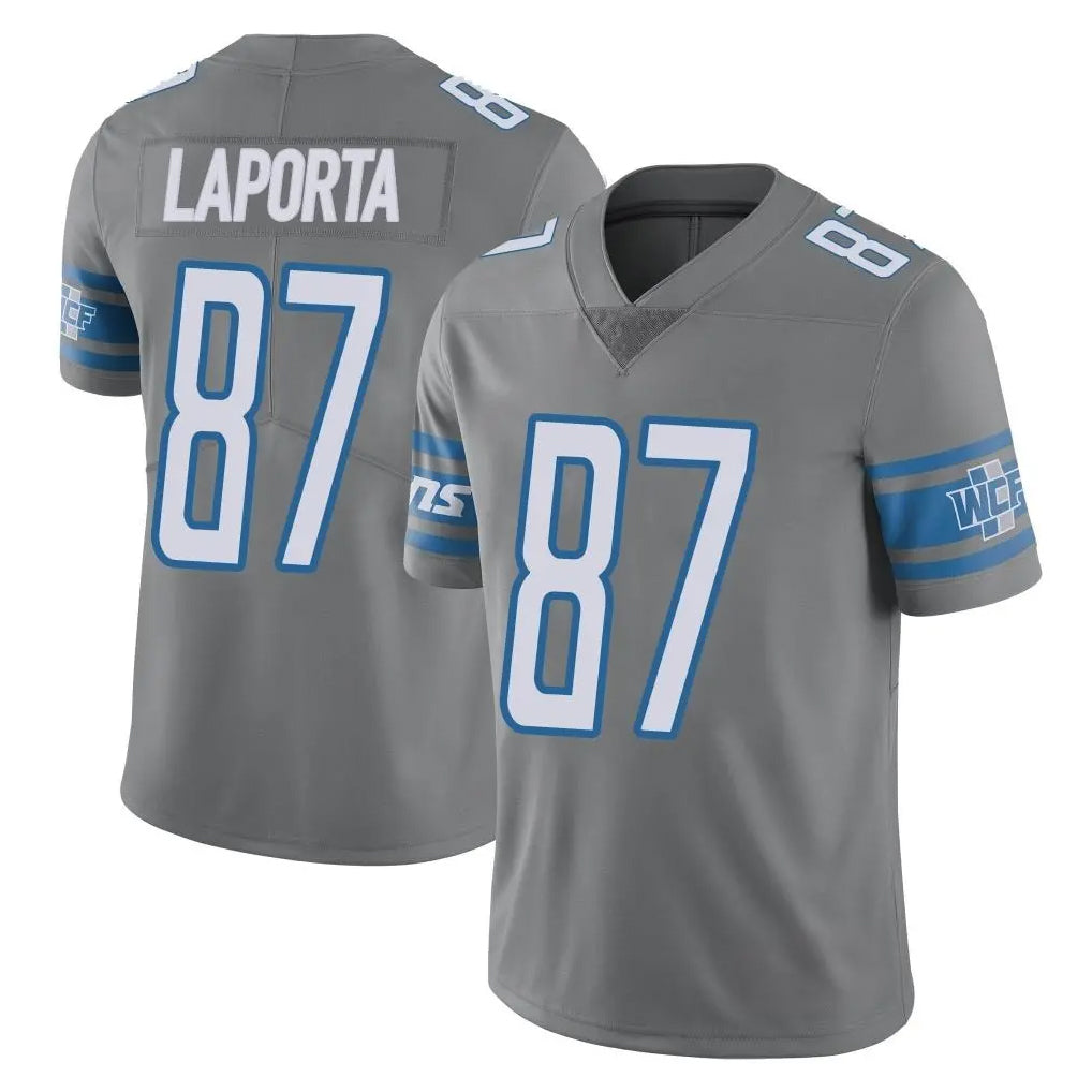 D.Lions #87 Sam LaPorta Player Gray Vapor Untouchable Limited Home Game Gdoa Stitched Jerseys