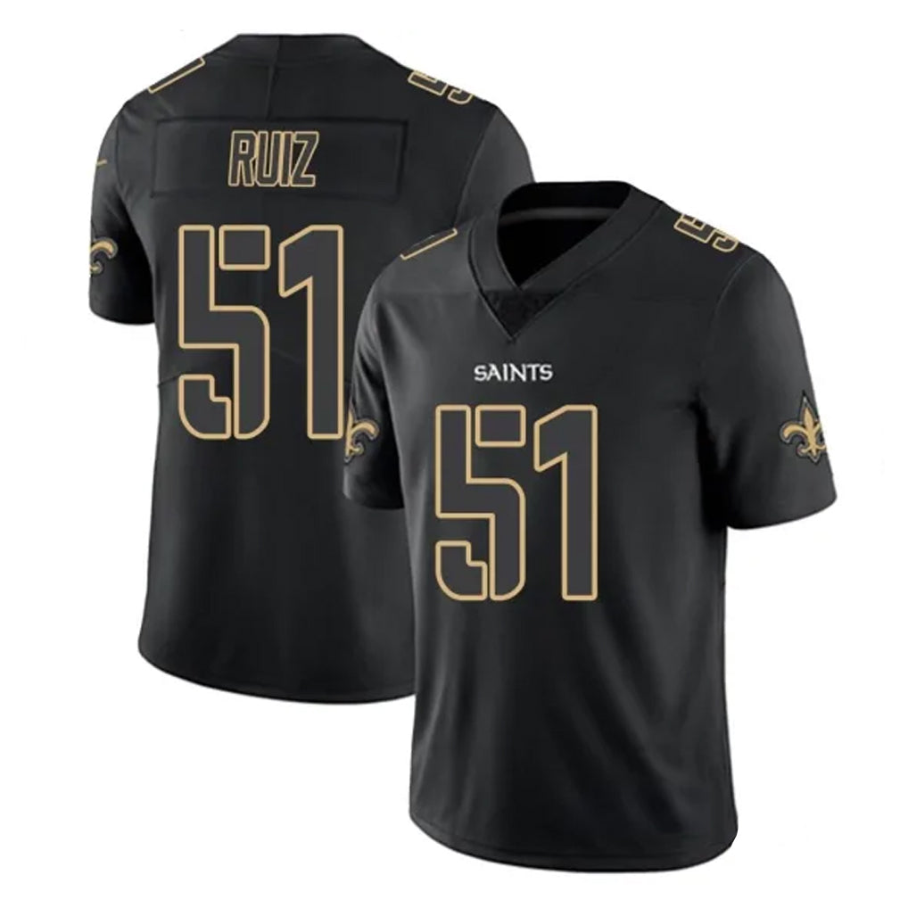 NO.Saints #51 Cesar Ruiz Player Black Impact Limited Home Game Gdoa Stitched Jerseys
