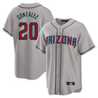 A.Diamondbacks #20 Luis Gonzalez Player Gray Road Home Game Gdoa Stitched Jerseys