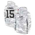 M.Vikings #15 Dallas Turner Player Arctic Camo Salute to Service Pullover Hoodies Limited Game Gdoa Stitched Jerseys