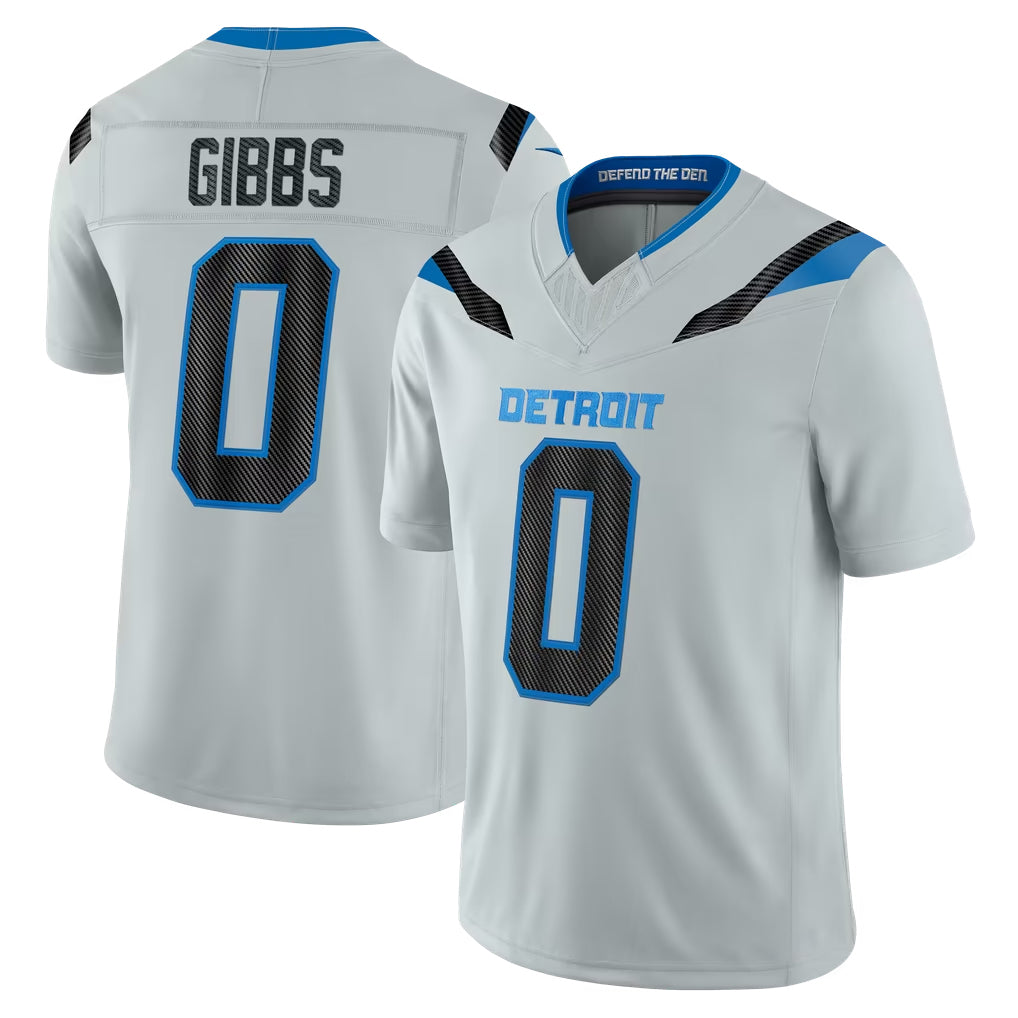 D.Lions #0 Jahmyr Gibbs Player Silver Limited 2026 Rivalries Collection Home Game Gdoa Stitched Jerseys