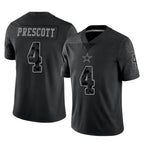 D.Cowboys #4 Dak Prescott Player Black Limited Reflective Home Game Gdoa Stitched Jerseys