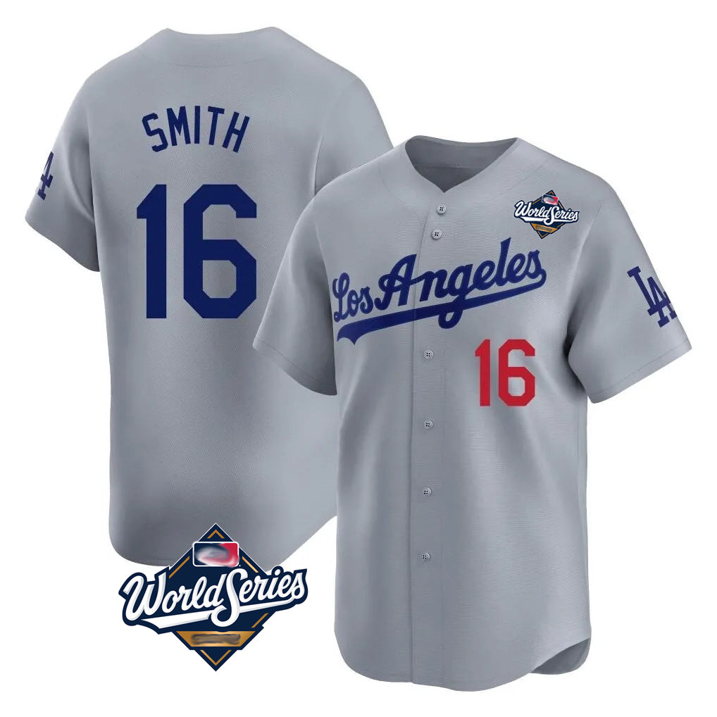 LA.Dodgers #16 Will Smith Player Gray World Series Limited Home Fdoa Stitched Jerseys