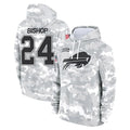 B.Bills #24 Cole Bishop Player Arctic Camo Salute to Service Hoodies Limited Gdoa Stitched Jerseys