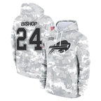 B.Bills #24 Cole Bishop Player Arctic Camo Salute to Service Hoodies Limited Gdoa Stitched Jerseys